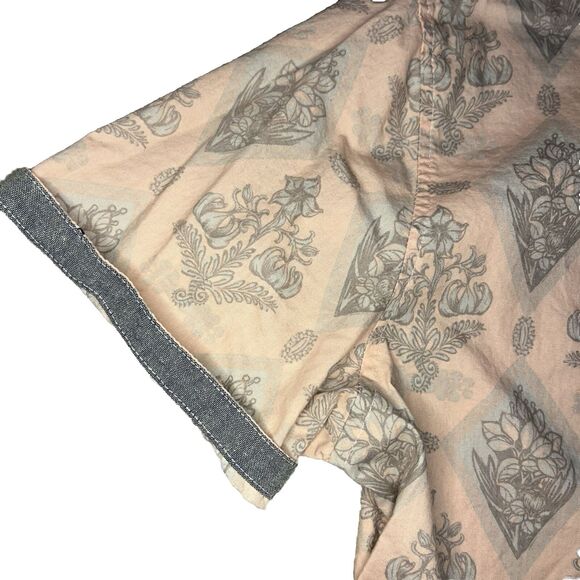 Craft + Flow Button Up Shirt Men's Medium Short Sleeve Floral Pink Cotton NWOT - Picture 3 of 9